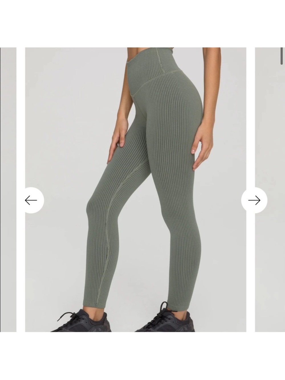 Good American High-Waist Ribbed Leggings — Olive Green - Picture 2 of 6